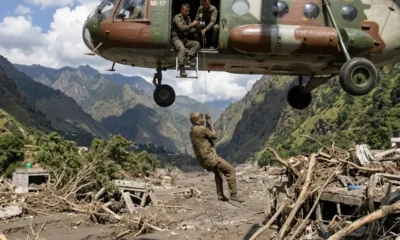 Nepal army helicopter airlifts flood survivors from Trishuli mud